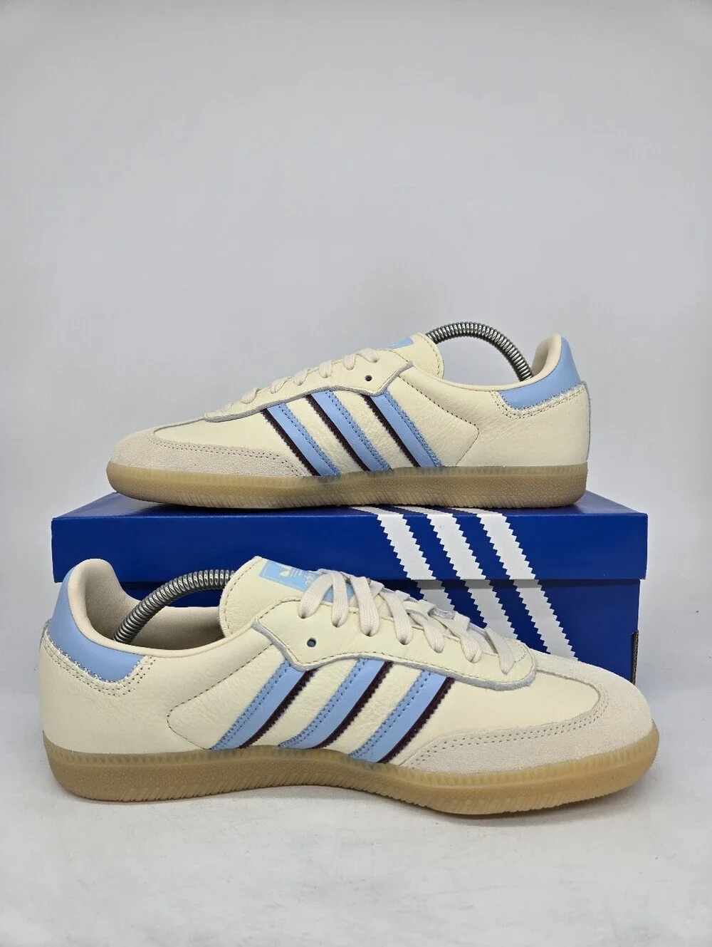 adidas Men's Samba OG JS5041 Wonder White Clear Sky Shadow Red Shoes Size 7.5